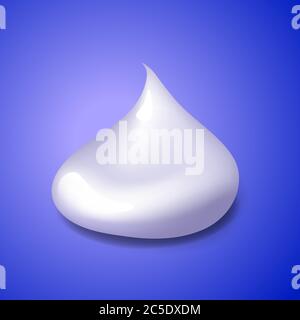Realistische Rasiergel oder Rasierschaum Creme Seife Mousse Symbol Vektor realistische Abbildung isoliert auf blauem Hintergrund. Stock Vektor