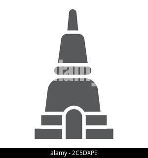 Thai Pagode Glyphe Symbol, asien und Architektur, asiatische Gebäude Zeichen, Vektorgrafik, ein solides Muster auf weißem Hintergrund. Stock Vektor