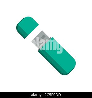 USB-Flash-Speicher-Laufwerk auf weißem Hintergrund. Vektor-Illustration in trendigen flachen Stil. Stock Vektor