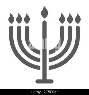 Große Menorah Glyphe-Ikone, hanukkah und Religion, Kerzenzeichen, Vektorgrafiken, ein solides Muster auf weißem Hintergrund. Stock Vektor