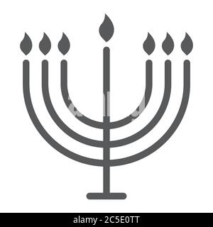 Große Menorah Linie Symbol, hanukkah und Religion, Kerzenzeichen, Vektorgrafik, ein lineares Muster auf weißem Hintergrund. Stock Vektor