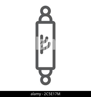 Mezuzah Linie Ikone, Tür und judentum, jüdische Türpfosten Zeichen, Vektor-Grafiken, ein lineares Muster auf weißem Hintergrund. Stock Vektor