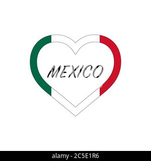 Mexiko Flagge im Herzen. Ich liebe mein Land. sign. Vektordarstellung auf weißem Hintergrund isoliert. Stock Vektor