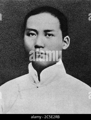 Portrait du futur Chef d'Etet chinois Mao Tse-Tung (Mao Ze-Dong ou Mao Zedong ou Mao Tse Toung ou Mao Tso Tong) (1893-1976), (1893-1976) jeune. Kine Stockfoto