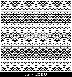 Tribal Ethnic nahtlose Muster Design Hintergrund Vektor in schwarz weiß Farbe Stockfoto