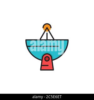 Symbol für Vektorsymbol für Satellitenantenne auf weißem Hintergrund isoliert Stock Vektor