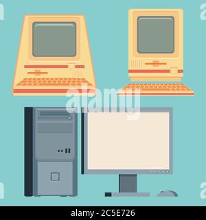 Vintage-PC-Set. Vektorgrafik. Stock Vektor