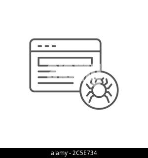 spider auf Web-Vektor-Symbol Symbol Virus Malware auf weißem Hintergrund isoliert Stock Vektor