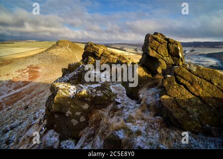Crook Hill im Winter, Bamford, The Peak District, England Stockfoto