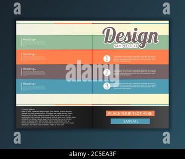 Modernes abstraktes Broschürendesign für Infografiken, Business Design und Website-Vorlagen, Ausschnittlinien und Zahlen, Retro-Farben. ESP 10 Vektor illustrr Stock Vektor