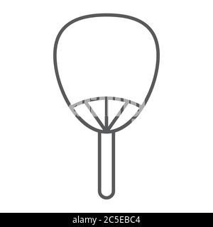 Uchiwa dünne Linie Symbol, asiatische und Zubehör, japanische Fan-Zeichen, Vektorgrafik, ein lineares Muster auf weißem Hintergrund. Stock Vektor