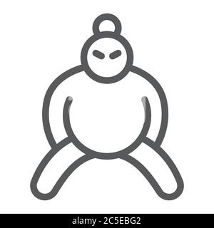 Sumo Linie Symbol, Asian und Charakter, japanische Wrestler Zeichen, Vektorgrafiken, ein lineares Muster auf weißem Hintergrund. Stock Vektor