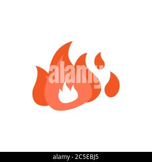 Feuer Flammen auf weißem Hintergrund. Vektor-Illustration in trendigen flachen Stil. Stock Vektor