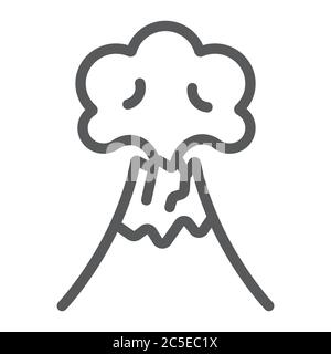 Vulkanische Eruption Linie Symbol, Katastrophe und Explosion, Vulkan Erupting Zeichen, Vektorgrafiken, ein lineares Muster auf weißem Hintergrund. Stock Vektor