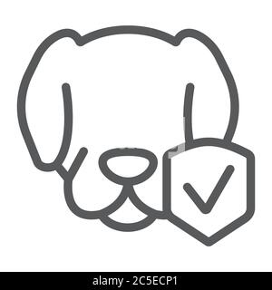 Tier Versicherung Linie Symbol, Schutz und Haustiere, Hund schützen Zeichen, Vektorgrafiken, ein lineares Muster auf weißem Hintergrund. Stock Vektor