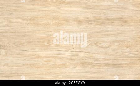 Hintergrund mit Holzstruktur. Heller Holztisch mit einem Riss. Oberfläche aus Holz mit Naturfarbe und Muster. Draufsicht auf ein Holz oder Sperrholz als Hintergrund. Stockfoto