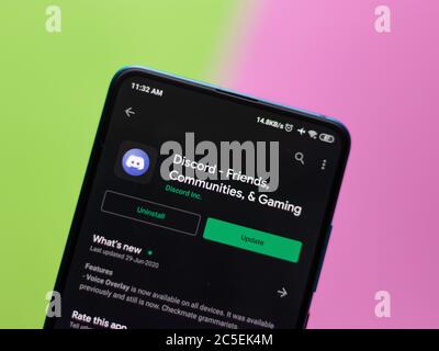 Assam, indien - 1. Juli 2020 : Discord App für Online-Talk und Video-Chating. Stockfoto