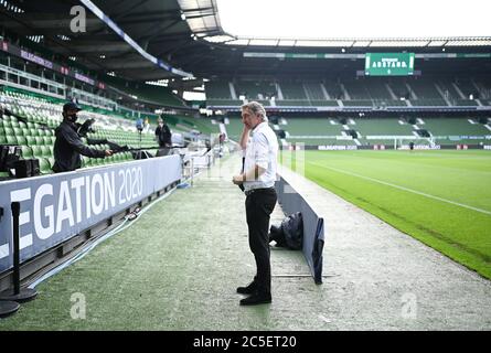 Bremen, Deutschland. Juli 2020. Manager Frank Baumann (Werder) während des Interviews. Sport: Fußball: 1. Bundesliga: Saison 19/20: Abstieg erster Abschnitt: SV Werder Bremen - FC Heidenheim, 02.07.2020 Credit: Marvin Ibo G? Ng? R/GES/POOL – weltweite Nutzung/dpa/Alamy Live News Stockfoto