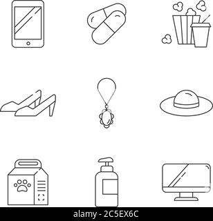 Online-Shopping lineare Symbole gesetzt Stock Vektor