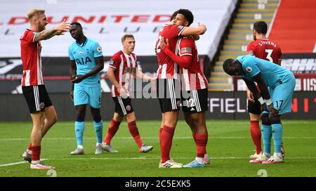 Lys Mousset von Sheffield United feiert das zweite Tor seiner Spielesoldage während des Premier League-Spiels in Bramall Lane, Sheffield. Stockfoto