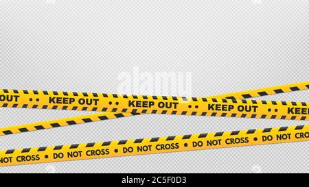 Vorsicht Umrandung Streifen. Warnbänder und Gefahrenbänder. Schwarz und Gelb kreuzen sich nicht und halten die Linie nicht aus Stock Vektor