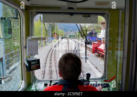 Bahnhof, Lauterbrunnen, Lauterbrunnental, Lauterbrunnental, Jungfrauregion, Schweiz, Suisse, Svájc, Europa Stockfoto