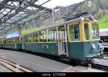 Bahnhof, Lauterbrunnen, Lauterbrunnental, Lauterbrunnental, Jungfrauregion, Schweiz, Suisse, Svájc, Europa Stockfoto