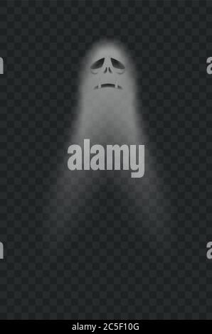 Halloween gruseliges gespenstisches Monster. Poltergeist oder Phantom Silhouette isoliert auf transparentem Hintergrund Stock Vektor