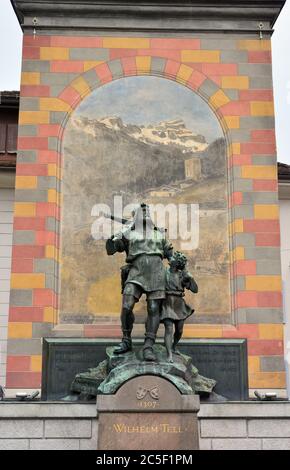 Wilhelm Tell-Denkmal (um 1900), Altdorf, Schweiz, Schweiz, Suisse, Svájc, Europa Stockfoto
