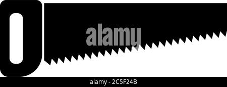 Schwarze Handsäge isoliert Arbeitswerkzeug flache Design Symbol Holzschneider Vektor Illustration Stock Vektor