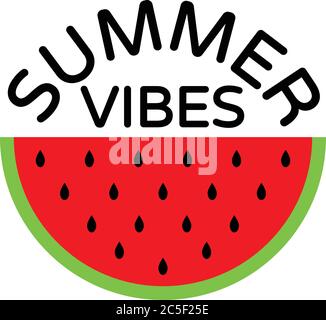 Sommer Vibes Süße Rote Wassermelone Symbol Vektor Illustration Stock Vektor