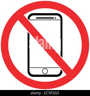 Verbotene Telefonnutzung Zeichen kein Smartphone Symbol Vektordarstellung Stock Vektor