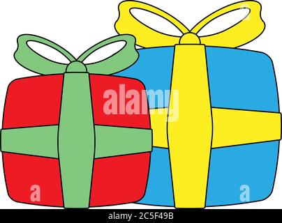 Bunte Geschenk-Boxen Vektor Illustration isoliert Band verpackt Geschenke Symbol Stock Vektor