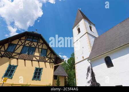 Sankt Barbara im Mürztal: Dorf Veitsch, Kirche St. Veitsch in Hochsteiermark, Steiermark, Österreich Stockfoto