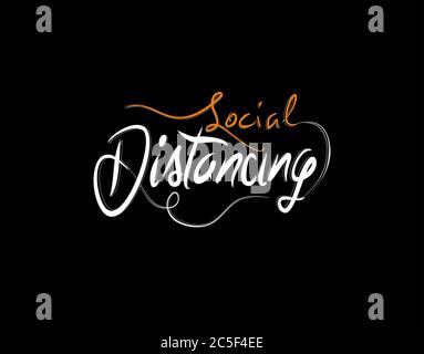 Soziale Distancing Lettering Text auf schwarzem Hintergrund in Vektorgrafik Stock Vektor