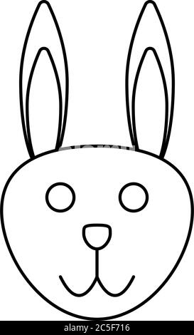 Bunny Head Symbol Malbuch niedlichen Kaninchen Cartoon Charakter Vektor Illustration Stock Vektor