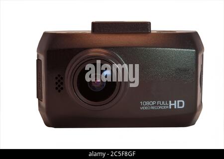 Auto Kamera Videorekorder isolieren auf weißem Hintergrund Nahaufnahme. Stockfoto