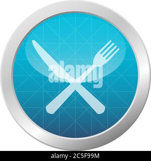 Messer Und Gabel Symbol Vektor Illustration Restaurant Lebensmittel Besteck Symbol Auf Hellblau Glänzenden Kreis Rahmen Stock Vektor