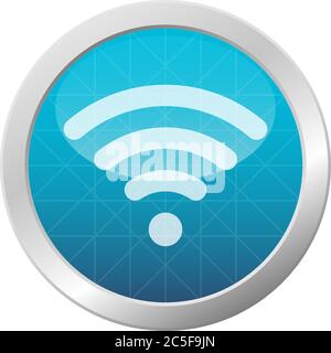 WIFI Symbol isolierte Vektor-Illustration Wireless-Netzwerkverbindung Signal Symbol auf hellblau glänzenden Kreis Rahmen Stock Vektor