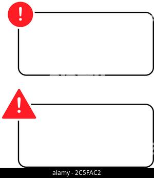 Symbol für Benachrichtigungswarnung eingestellt. Rotes Schild mit Warnmarkierung isolierte Vektordarstellung. Stock Vektor