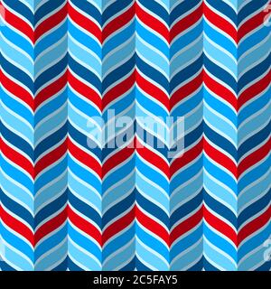 Abstraktes geometrisches Muster, nahtloser Vektor-Hintergrund in roten und blauen Farben. Stock Vektor