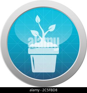 Wachsende Pflanze Symbol Sprouting Topf Seeding Konzept Auf Hellblauen Kreis Isoliert Logo Vektor Illustration Stock Vektor