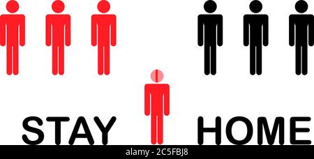 BLEIBEN SIE ZU HAUSE Coronavirus Epidemie Bewusstsein Illustration Selbstisolation Quarantäne covid-19 Vektor Stock Vektor