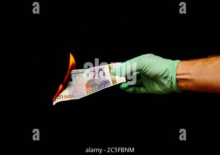 Europäische Euro Banknote Geld Währung und Rechten Stockfoto