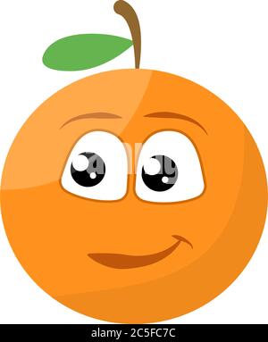 Cute Orange Charakter mit glücklich lächelnd Gesicht Vektor-Illustration Stock Vektor