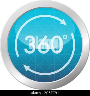 Virtual Reality 360 Grad VR-Ansicht Symbol für App oder Web Runde Taste hellblau glänzend Illustration Stock Vektor