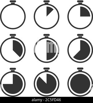 Stoppuhr Sport Geschwindigkeitsmessung Countdown Timer Icon Set Vector Illustration Stock Vektor