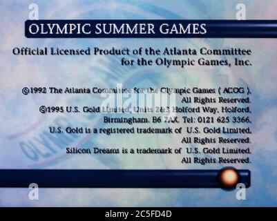 Olympische Sommerspiele – Sony PlayStation 1 PS1 PSX – nur für redaktionelle Verwendung Stockfoto