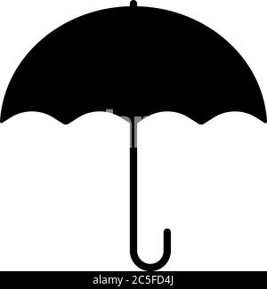 Offener Regenschirm schwarz Symbol regnerisch Wetterschutz isoliert Vektor-Illustration Stock Vektor