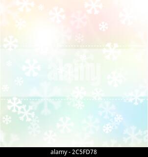 Abstrakt Weihnachten Hintergrund mit weißen Schneeflocken und hellen sanften Farben. Vektorgrafik. Stock Vektor